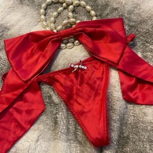 Victoria’s Secret red bow thong, lingerie size small